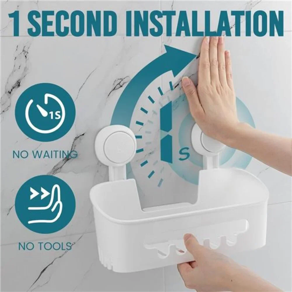 Shower Caddy Suction Cup 2 Pack, Heavy Duty Bathroom Organizer, Removable